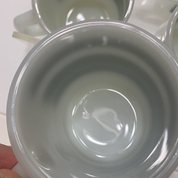 Vintage milk glass green stripe cup 4 count lot - Picture 12 of 16